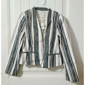Ann Taylor Loft Striped Open Front Blazer Jacket Size 4 Casual Work Career